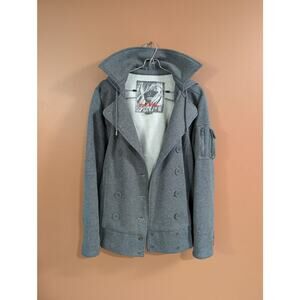 Hot Kiss Women's Hooded Peacoat Jacket Gray L